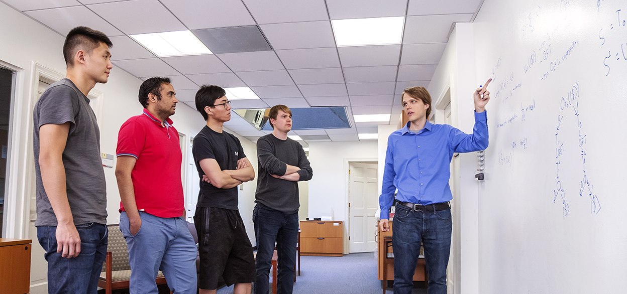 Mark Zhandry with students Fermi Ma, Auyush Jain, Qipeng Liu, and James Bartusek.